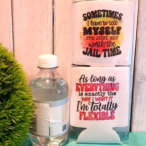 SARCASTIC beverage drink holder water beer can NWT set of 2